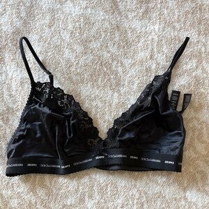 Dolce & Gabbana Black Satin Lace Bra